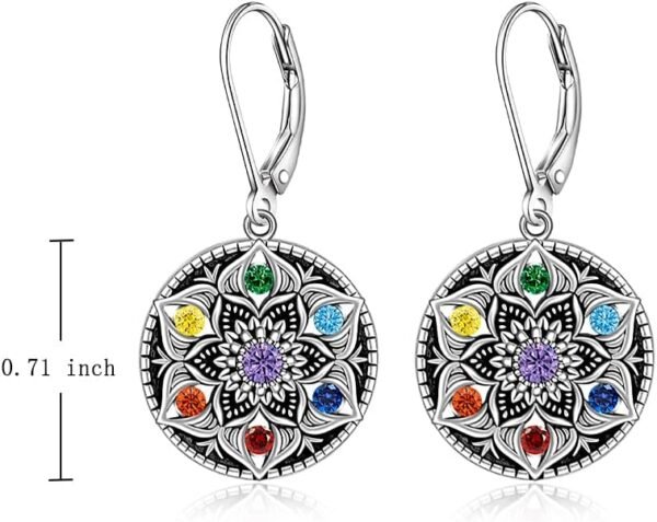 Mandala Chakra Earrings for Women Sterling Silver Yoga Lotus Flower - Image 6