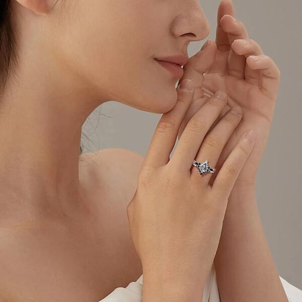Natural Gemstone Rings Sterling Silver Engagement Rings for Women - Image 7