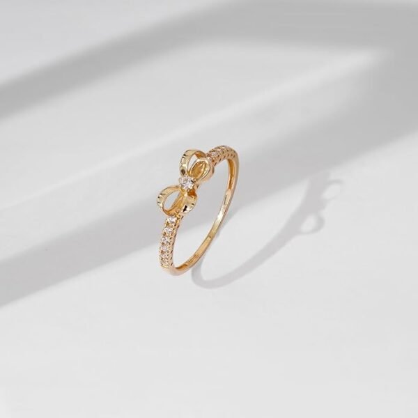 Essentials 10K Gold Dainty Bow Ring - Image 6