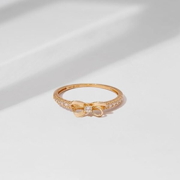 Essentials 10K Gold Dainty Bow Ring - Image 4