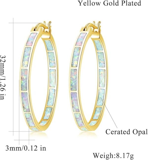 Opal Hoop Earrings,Women Jewelry Rhodium Plated - Image 5