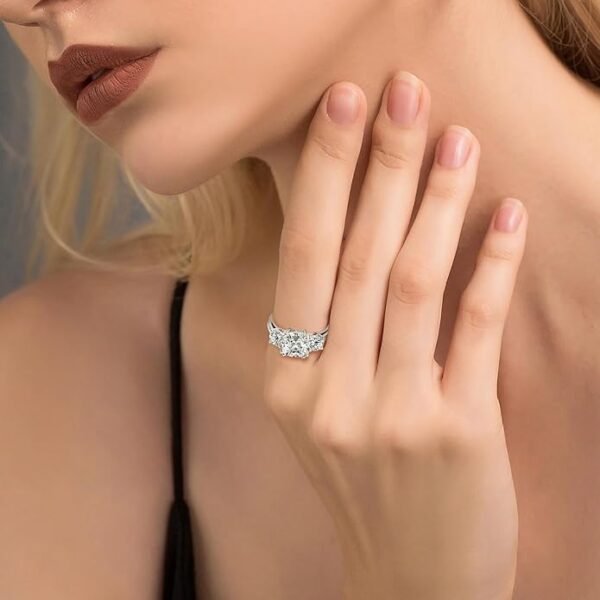 3 Stone Moissanite Engagement Rings for Women - Image 5
