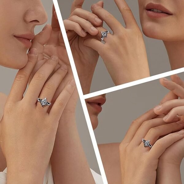 Natural Gemstone Rings Sterling Silver Engagement Rings for Women - Image 5