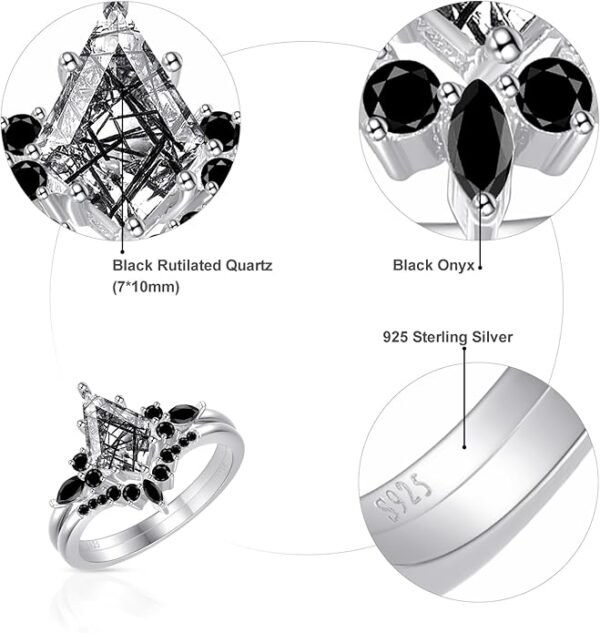 Natural Gemstone Rings Sterling Silver Engagement Rings for Women - Image 3