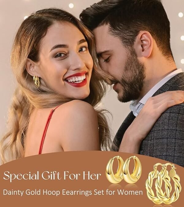 9 Pairs Gold Hoop Earrings Set for Womens - Image 4