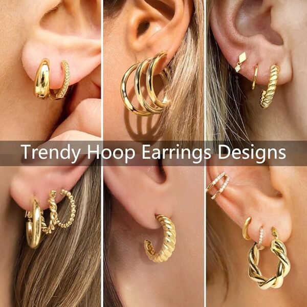 9 Pairs Gold Hoop Earrings Set for Womens - Image 3